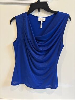 Laundry By Shelli Segal Royal Blue Draped Cowl Neck Sleeveless Camisole